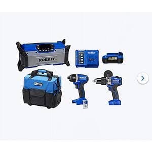 3-Pc Kobalt 24V Brushless Hammer Drill + Impact Driver + Radio + 4.0Ah Kit $149 + Free S&H