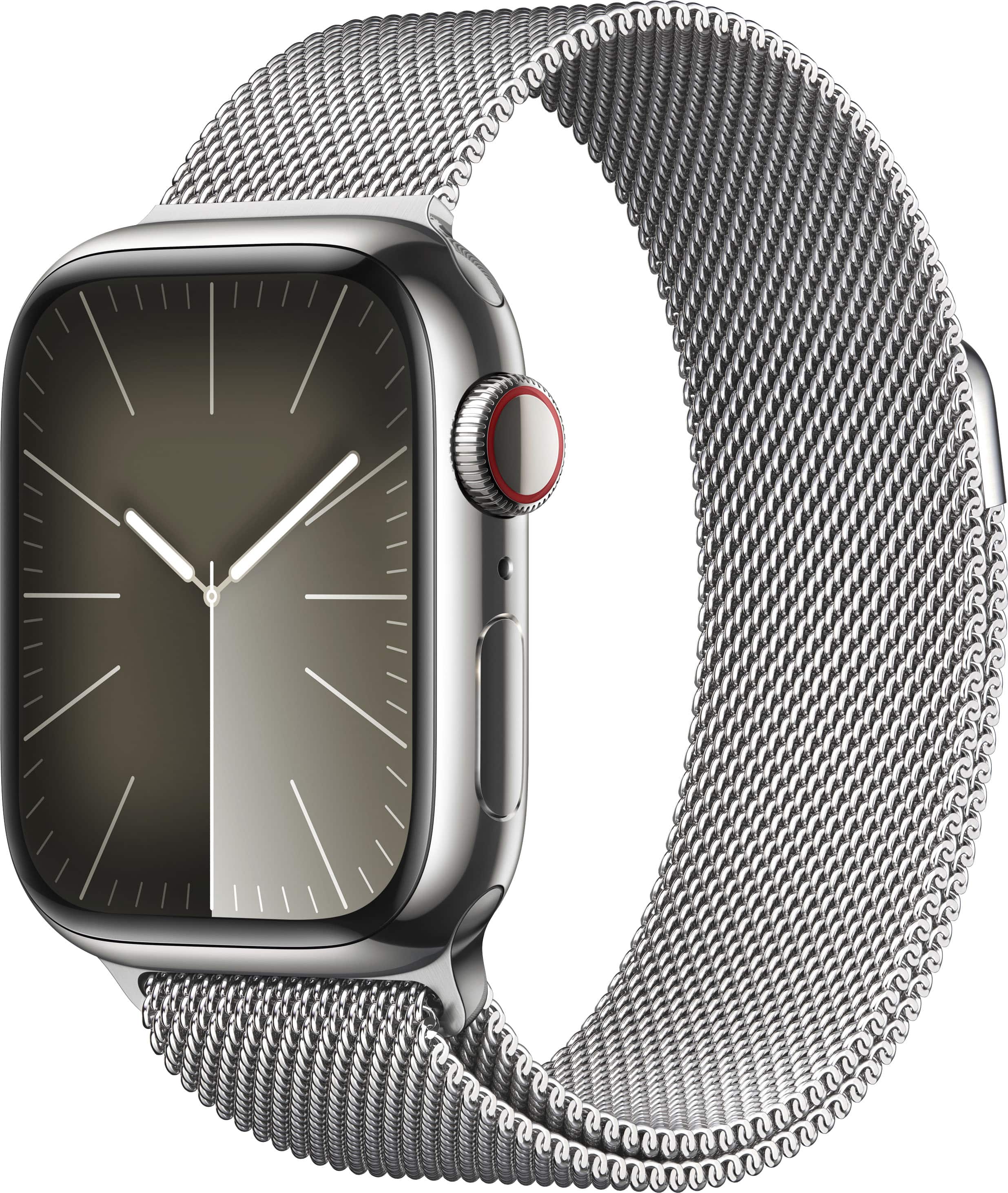 Apple GS Cert Refurb Watch Series 9 GPS + Cellular 41mm Stainless Steel Case with Silver Milanese Loop - Silver - (2023)