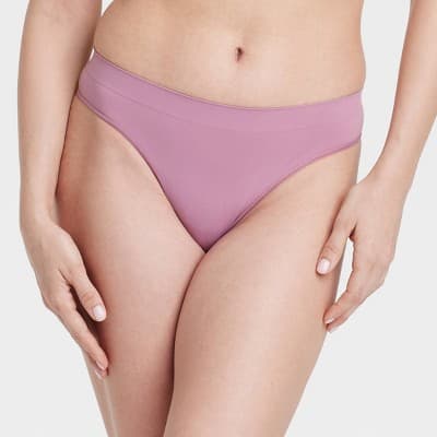 Women's Seamless Thong Underwear - Auden™ Mauve XS: High Rise, Lightweight, Pull-On, Solid, Knit
