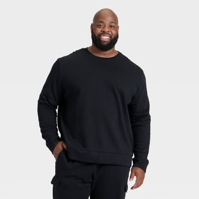 Men's Big & Tall Every Wear Fleece Crewneck Sweatshirt - Goodfellow & Co™ Black XXLT