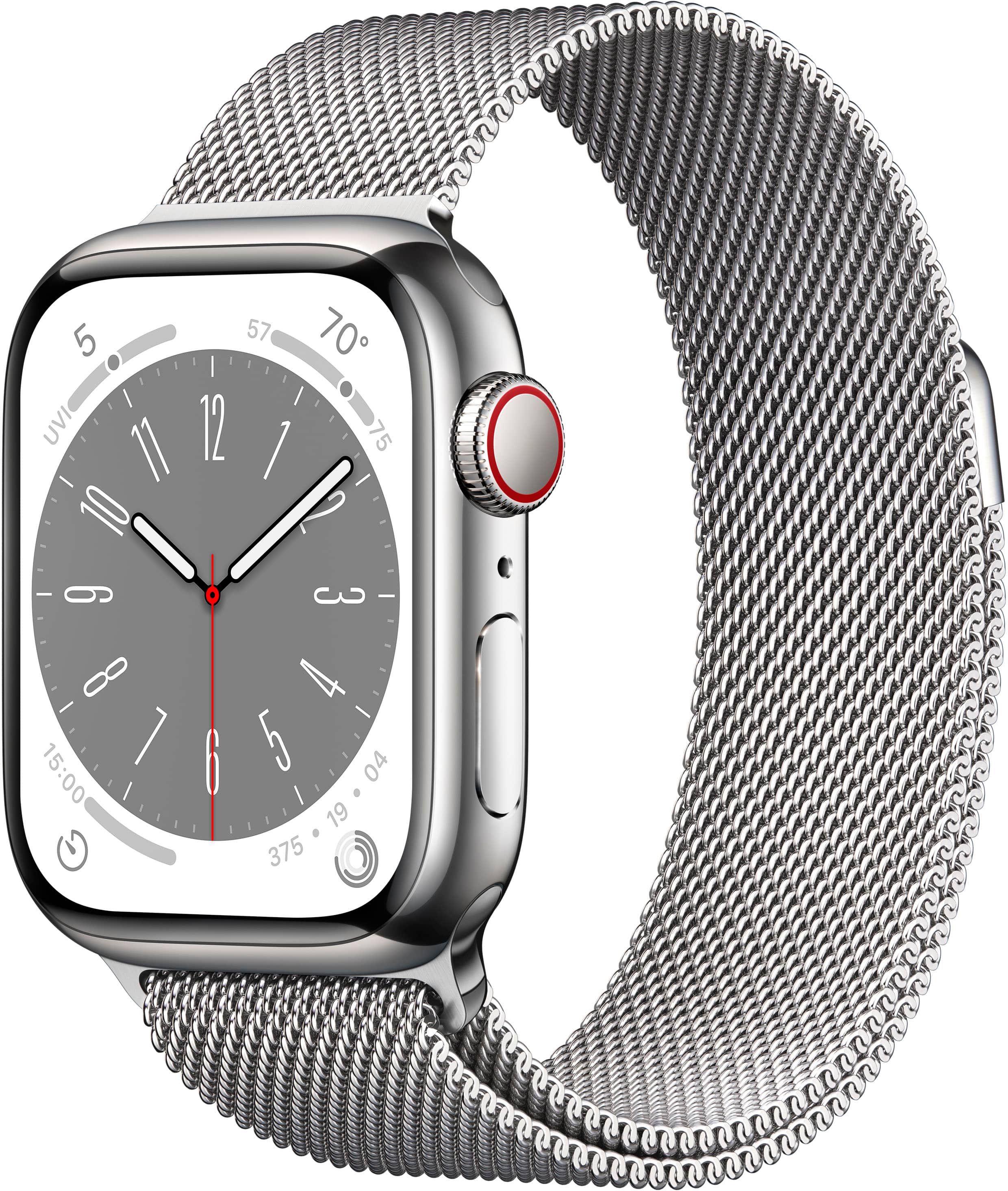 Refurbished Apple Watch Series 8 (GPS + Cellular) 41mm Stainless Steel Case with Silver Milanese Loop - Silver - (2022)