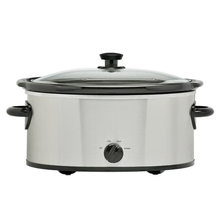 Mainstays 6 Quart Oval Slow Cooker with Stainless Steel Finish and Glass Lid
