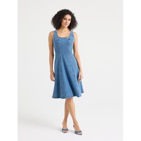 Sofia by Sofia Vergara Women's and Women's Plus Size Corseting Fit and Flare Midi Dress, Sizes XS-4X