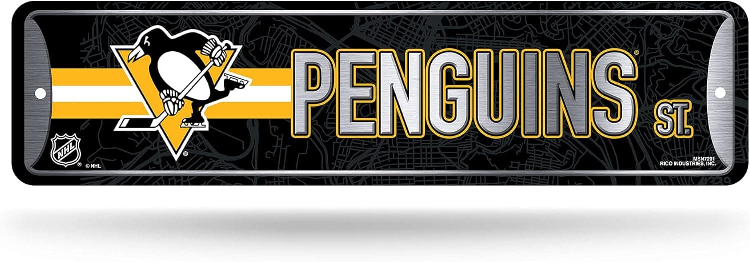 Stylish NHL Pittsburgh Penguins Metal Street Sign for Home Decor