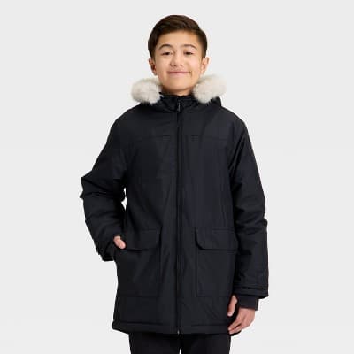 Kids' Hooded Parka Jacket - All In Motion™ Black XS