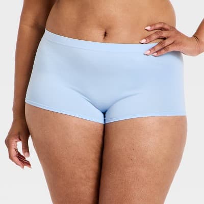 Women's Seamless Boy Shorts Underwear- Auden™ Light Blue XXL