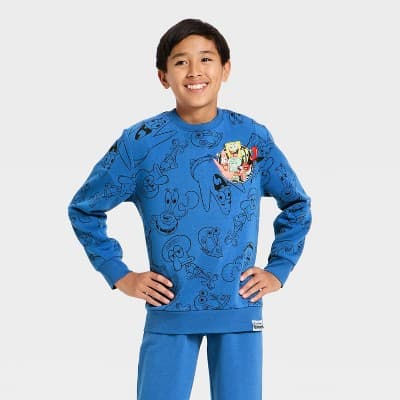Boys' SpongeBob SquarePants Graphic Fleece Sweatshirt - Blue XL