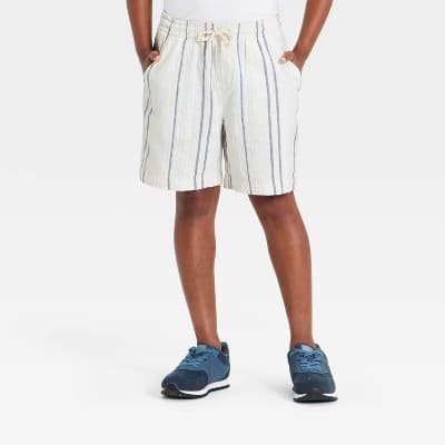 Boys' Striped Woven Pull-On Shorts - art class™ White L