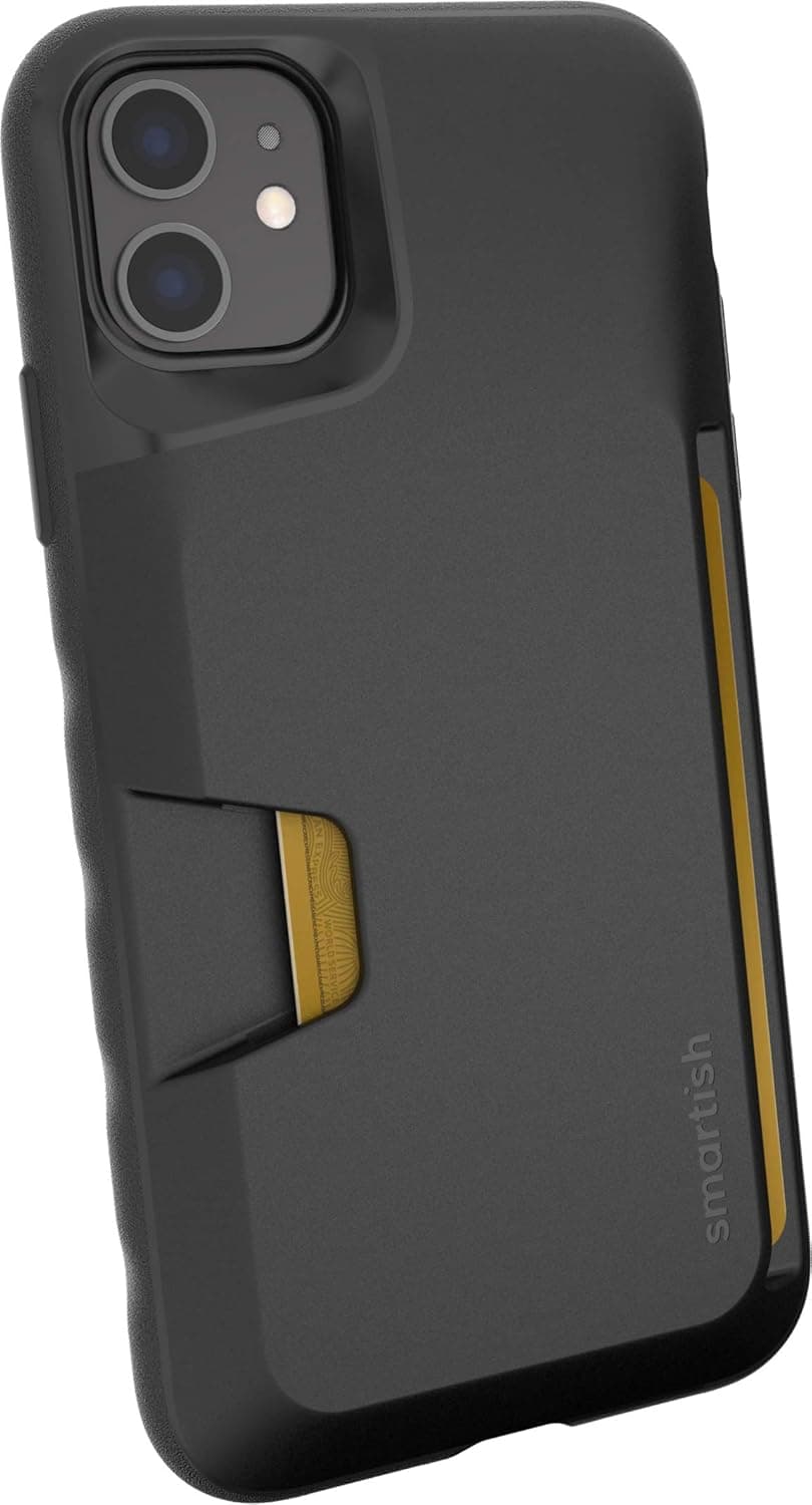 Smartish® iPhone 11 Wallet Case - Wallet Slayer Vol. 1 [Slim + Protective] Credit Card Holder - Drop Tested Hidden Credit Card Slot Cover for Apple iPhone 11 - Black Tie Affair