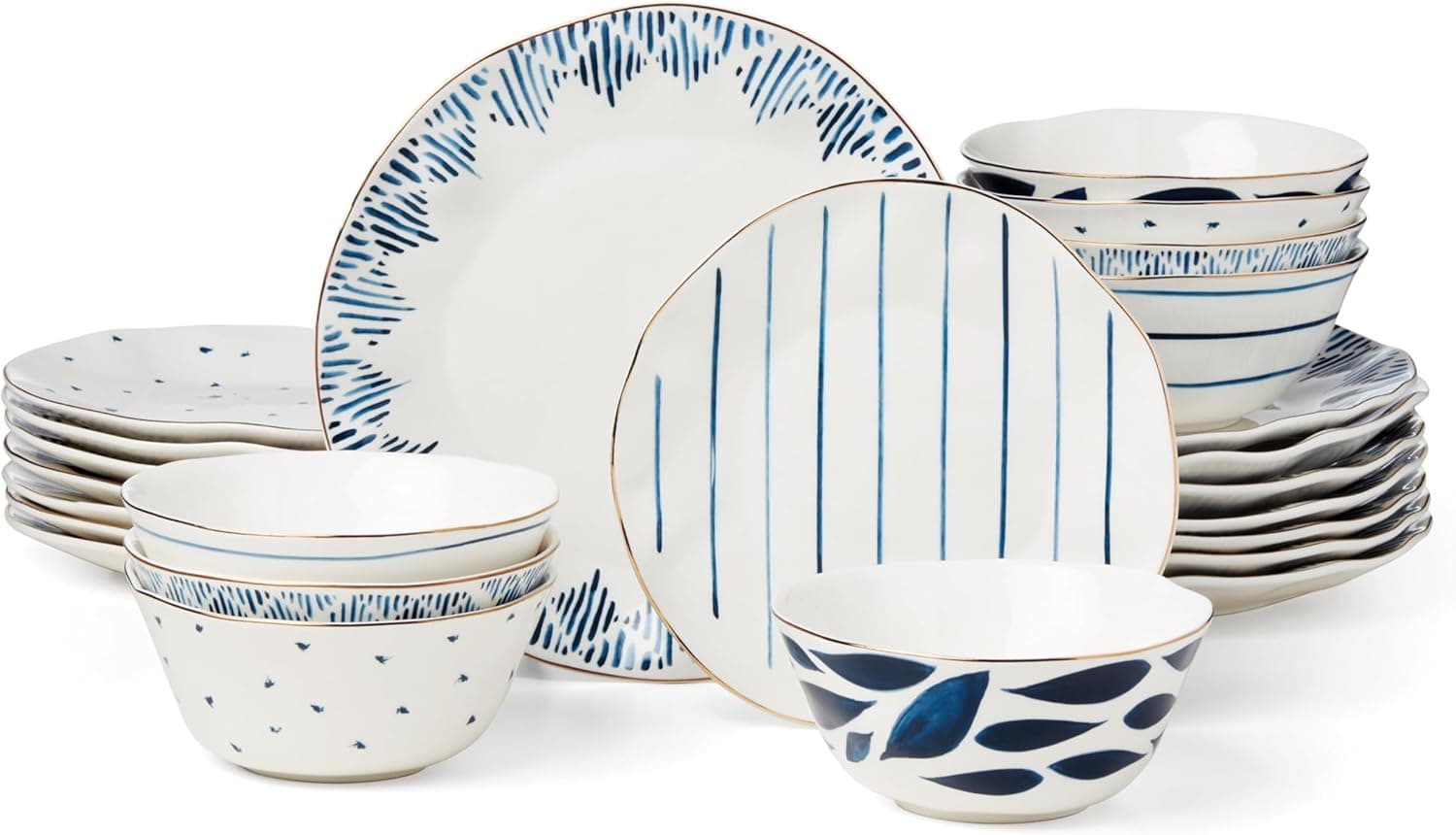 Elegant Blue Bay Dinnerware Set - 24 Pieces, 8 Servings
