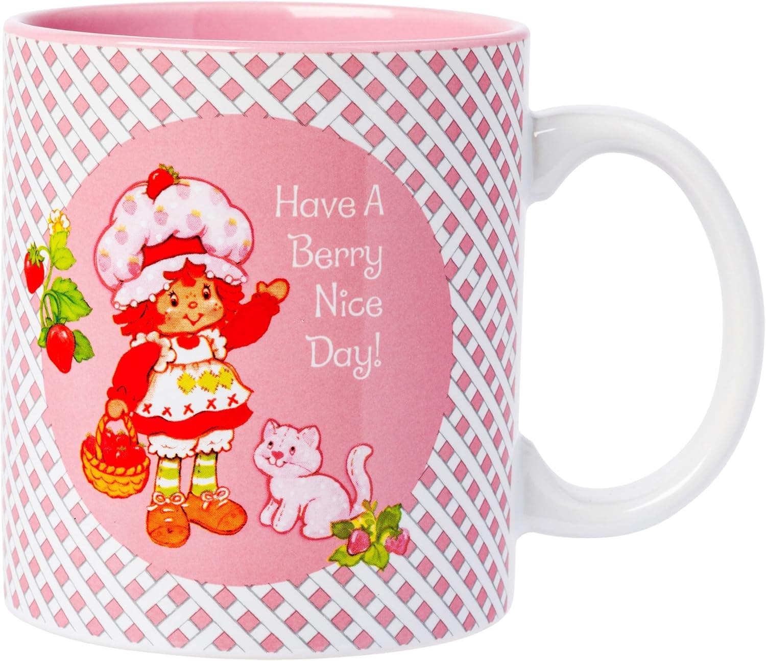 Silver Buffalo Strawberry Shortcake and Custard “Have a Berry Nice Day” Ceramic Mug, 20 Ounces