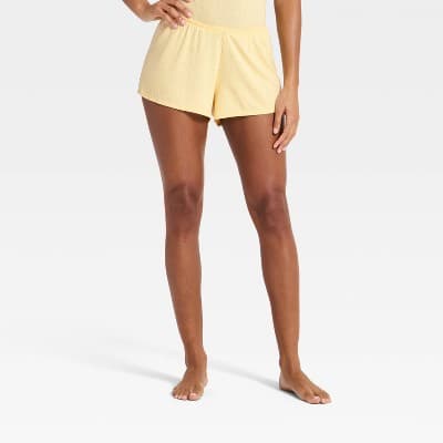 Women's Ribbed Cooling Jersey Pajama Shorts - Auden™ Yellow L