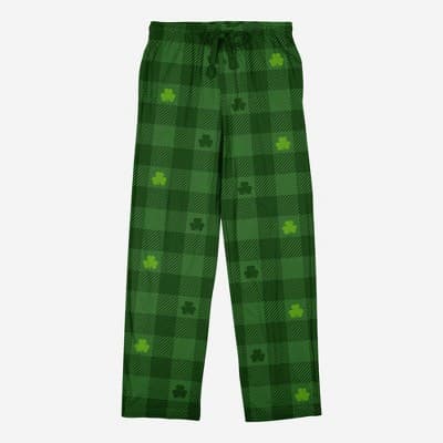 Men's St. Patrick's Day Plaid Clover Knit Pajama Pants - Green XXL