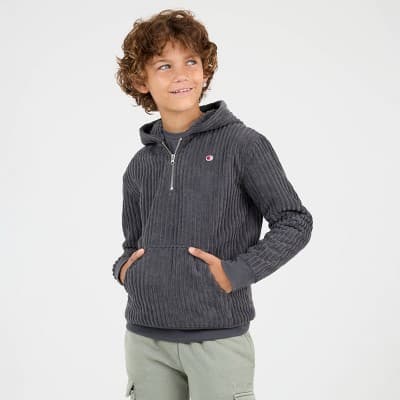 Champion Boys' 1/4 Zip Corduroy Hoodie - Dark Gray XL