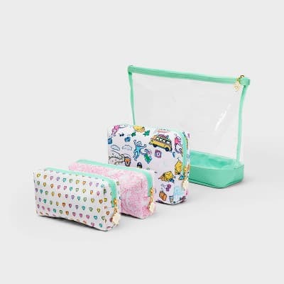 4pc Multi-Purpose Pouch Set White/Teal - Roller Rabbit x Target