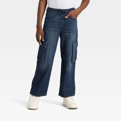 Boys' Baggy Cargo Jeans - Cat & Jack™ Dark Wash 5