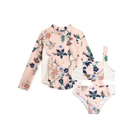 Jessica Simpson Toddler Girls’ Bikini and Rash Guard Swim Set with UV Protection, 3-Piece, Sizes 2T-4T