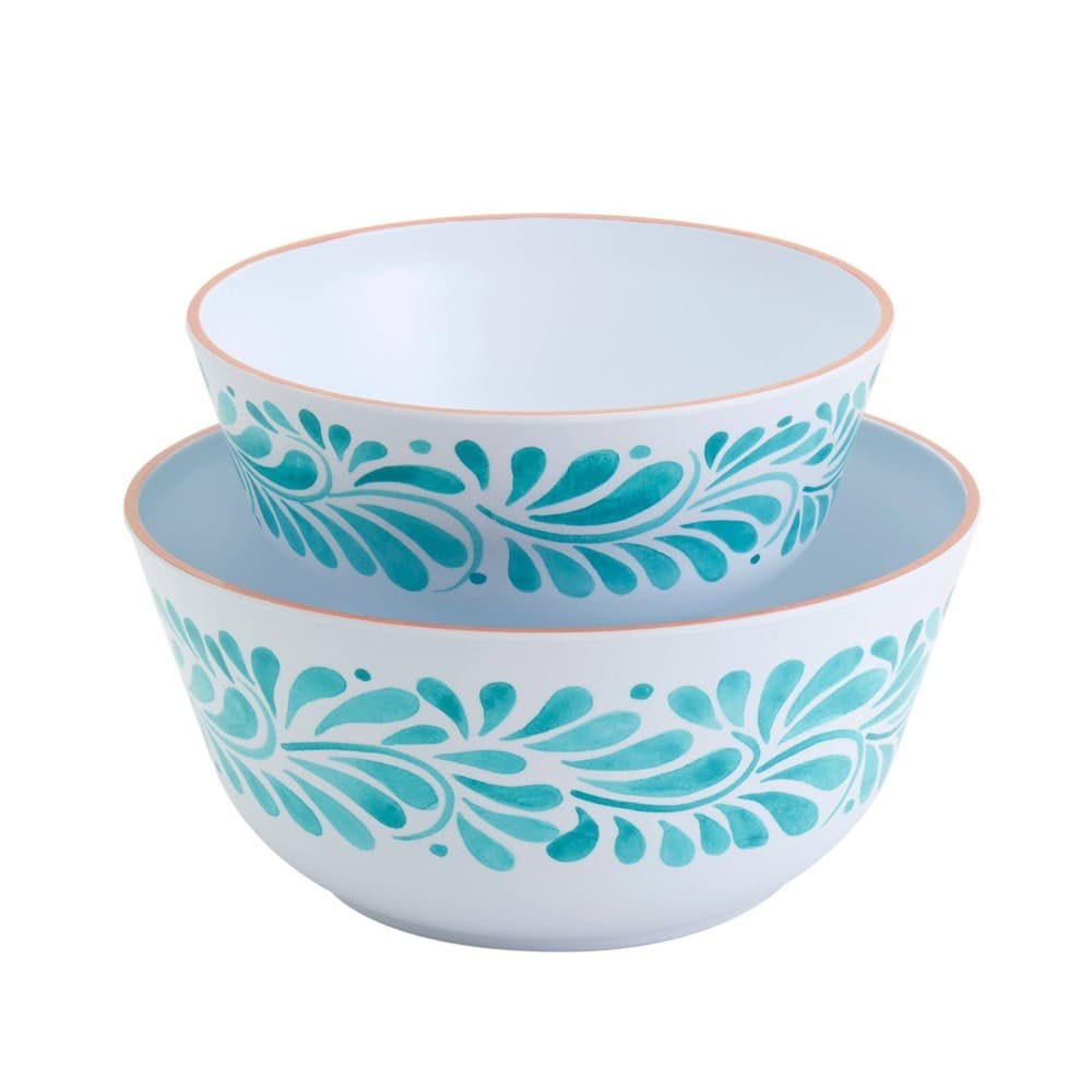 Infuse 2pc Melamine Oval Serving Bowl Set Blue