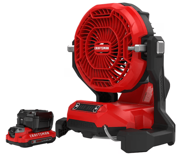 Craftsman 20V Cordless Misting Fan Kit with Battery & Charger