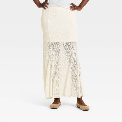 Women's Western Lace Maxi Skirt - Universal Thread™ Cream XL