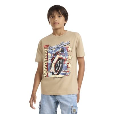 Levi's® Boys' Short Sleeve Speed Trails Graphic T-Shirt - Tan M