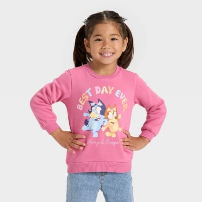 Toddler Girls' Bluey Bingo "Best Day Ever" Fleece Sweatshirt - Pink 12M