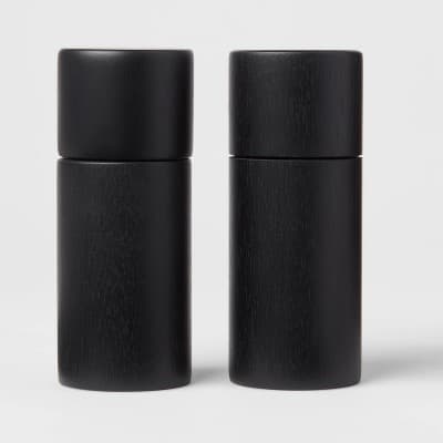 2pc Acacia Round Salt and Pepper Grinder Set Black - Threshold™: 5" Height, 63 Volume Capacity, Spice Mills, 2 Pieces
