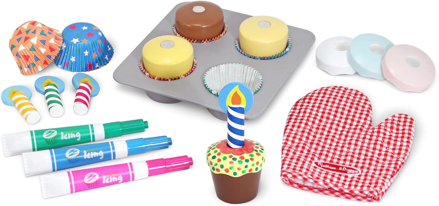 Melissa & Doug Wooden Cupcake Kit - Preschool Learning Toys