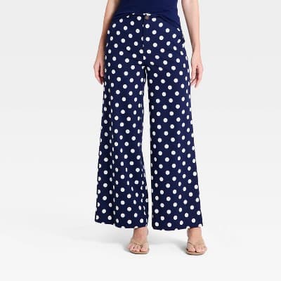 Women's Luxe Linen Trousers - A New Day™ Navy Blue 0