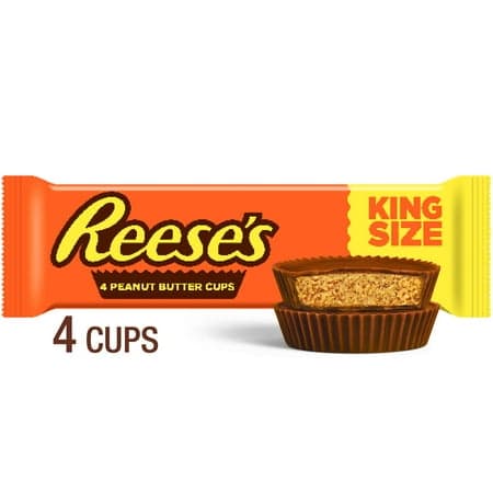 Reese's Milk Chocolate King Size Peanut Butter Cups Candy, Pack 2.8 oz