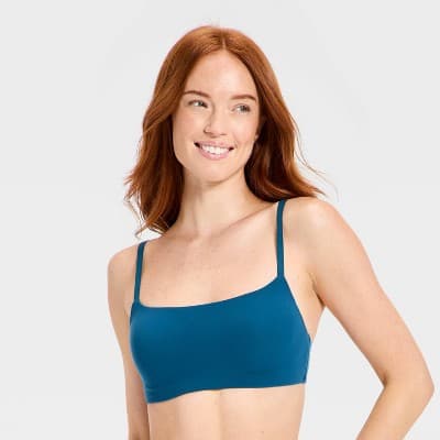 Women's Luxury Collection Luxe Stretch Lightly Lined Scoop Bralette - Auden™ Blue L