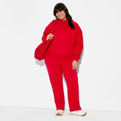 Women's Hooded Oversized Pullover Sweatshirt - Wild Fable™ Red XXL