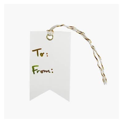 Bows And Sparkles 12ct 2" To and From Gift Tag White/Gold