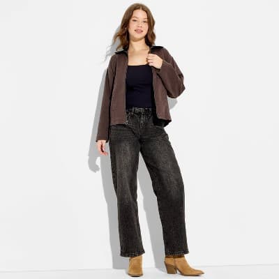 Women's Low-Rise Straight Curvy Fit Jeans - Wild Fable™ Black Denim 10