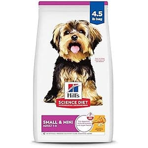 Get Hill's Science Diet Small & Mini Adult Dry Dog Food at $12 with Subscribe & Save