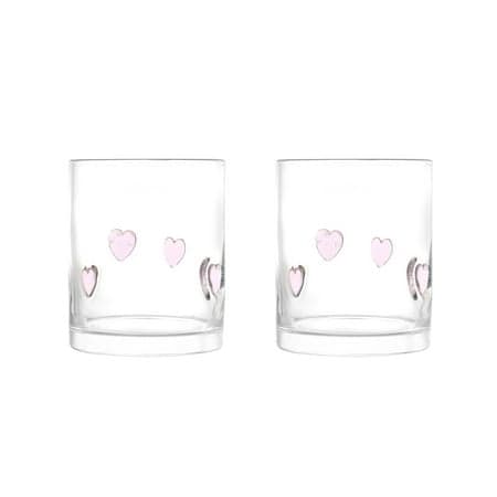 Thyme & Table 12 fl oz Pink Hearts Charm Drinking Glasses, Set of 2