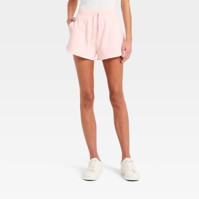 Women's Active Comfort French Terry High-Rise Shorts 2.5" - All In Motion™ Light Pink XL