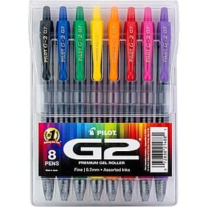 8-Pack PILOT G2 Premium Gel Roller Pens (Fine Point 0.7mm, Rainbow Colors) $10.60