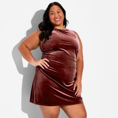 Women's Velvet Mini Sheath Dress - Wild Fable™ Burgundy XXL
