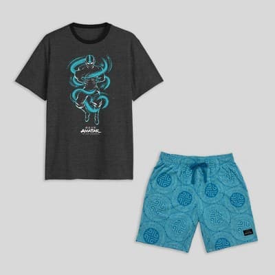 Men's Avatar Short Sleeve Pajama Set - Heathered Gray L