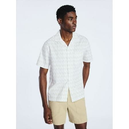 Free Assembly Men's Cotton Poplin Camp Shirt with Short Sleeves, Sizes S-3XL