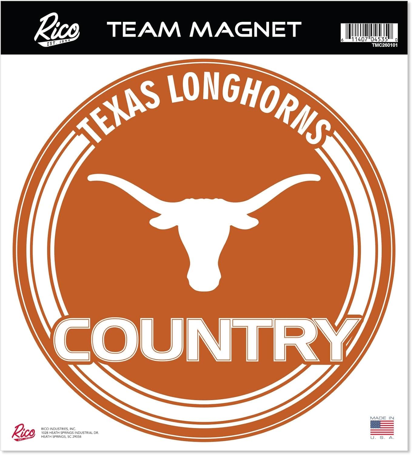 Rico Industries Texas Longhorns 8" Round Magnet