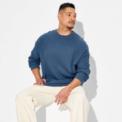 Men's Waffle Pullover Sweatshirt - Original Use™ Blue L