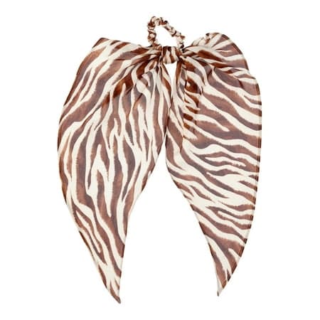 Time and Tru Women's Print Pony Scarf Hair Accessory, Tan
