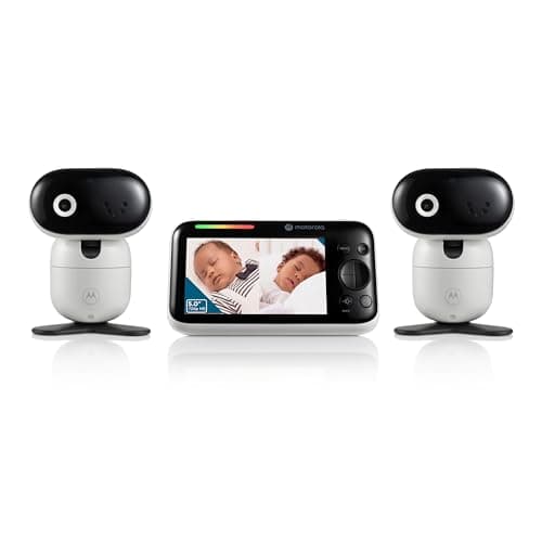 Motorola Nursery Video Baby Monitor with 2 Cameras, 5" Screen HD PIP1610, No WiFi, Wall Mount, Long Range, 2-Way Audio, Temperature Sensor, Motorized, Lullabies, PIP1610-2