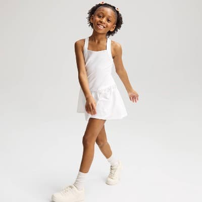 Girls' Quick Dry Knit Dress - Cat & Jack™ White XL Plus