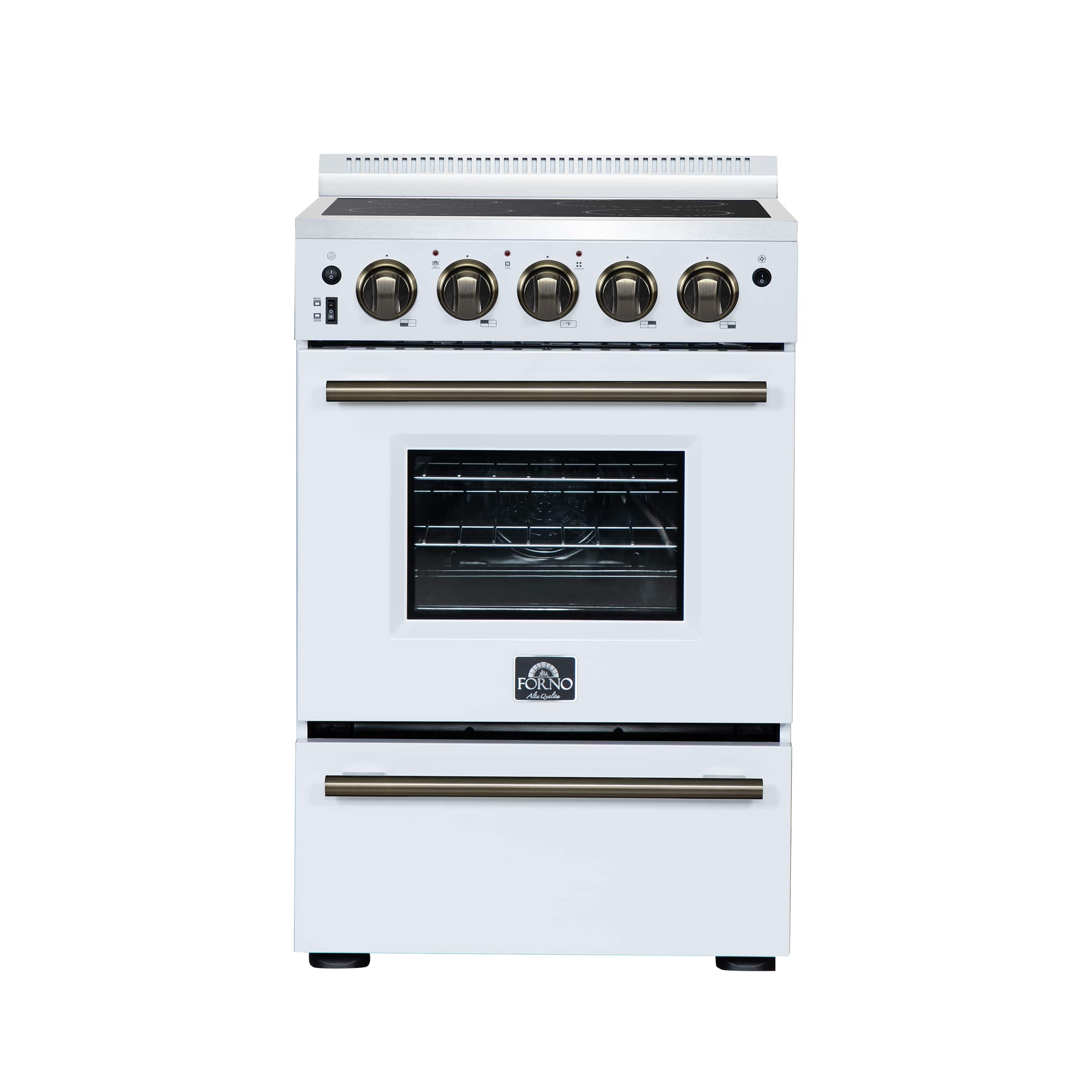 Forno Appliances - 24 in. Wide 4 Elements Loiano 2.3 Cu. Ft. Freestanding Electric Range with Storage Drawer - White
