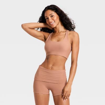 Women's T-Back Sports Bra - JoyLab™ Light Brown XXS