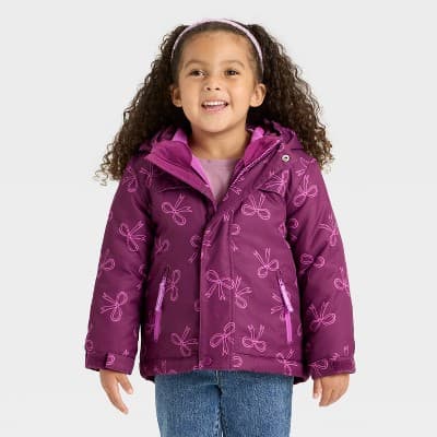 Toddler Girls' Bow 3-in-1 Snowplay Jacket - Cat & Jack™ Berry Purple 12M