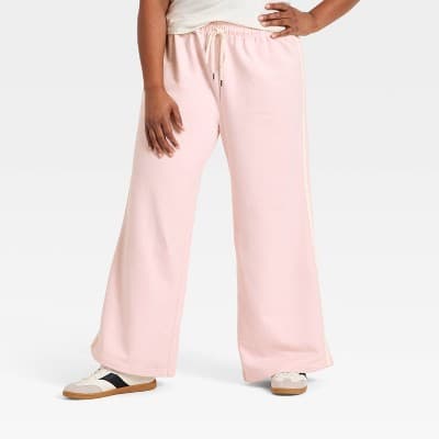 Women's Mid-Rise Straight Leg Track Sweatpants - Universal Thread™ Light Pink 1X